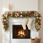 Christabelle 2.74m Timeless Elegance Christmas Garland Pre Lit Multi Function LED Gold Red Baubles Pine Cones Timer Home thumbnail 5