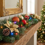 Christabelle 2.74m Timeless Elegance Christmas Garland Pre Lit Multi Function LED Gold Red Baubles Pine Cones Timer Home thumbnail 6