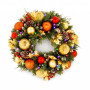 Christabelle 61cm Timeless Elegance Christmas Wreath Pre Lit Multi Function LED Gold Red Baubles Pine Cones Timer Home thumbnail 1