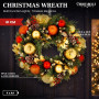 Christabelle 61cm Timeless Elegance Christmas Wreath Pre Lit Multi Function LED Gold Red Baubles Pine Cones Timer Home thumbnail 13