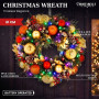 Christabelle 61cm Timeless Elegance Christmas Wreath Pre Lit Multi Function LED Gold Red Baubles Pine Cones Timer Home thumbnail 12