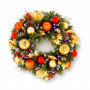 Christabelle 61cm Timeless Elegance Christmas Wreath Pre Lit Multi Function LED Gold Red Baubles Pine Cones Timer Home thumbnail 5