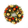 Christabelle 61cm Timeless Elegance Christmas Wreath Pre Lit Multi Function LED Gold Red Baubles Pine Cones Timer Home thumbnail 4