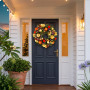 Christabelle 61cm Timeless Elegance Christmas Wreath Pre Lit Multi Function LED Gold Red Baubles Pine Cones Timer Home thumbnail 2