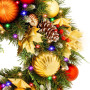 Christabelle 61cm Timeless Elegance Christmas Wreath Pre Lit Multi Function LED Gold Red Baubles Pine Cones Timer Home thumbnail 8