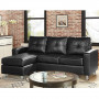 Corner Sofa Lounge Couch with Chaise - Black thumbnail 1