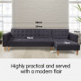Linen Fabric Corner Sofa Bed Couch Lounge with Chaise - Dark Grey thumbnail 2