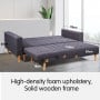 Linen Fabric Corner Sofa Bed Couch Lounge with Chaise - Dark Grey thumbnail 5