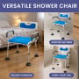 Orthonica Height-Adjustable Aluminium Commode Shower Chair with Armrests Backrest Armrests Soft Stool Seat Aid thumbnail 12