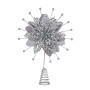 Christabelle Christmas Tree Topper Poinsettia Decoration Ornament Shimmering Silver Glittered Petals thumbnail 2