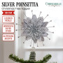 Christabelle Christmas Tree Topper Poinsettia Decoration Ornament Shimmering Silver Glittered Petals thumbnail 1