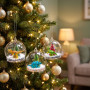 Christabelle 3 Glass Dome Christmas Ornaments Dinosaur Novelty Figures 11cm Xmas Tree Decorations Hanging Baubles thumbnail 5