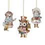 Christabelle 3 Victorian Animal Christmas Ornaments Assorted Novelty 10cm Xmas Tree Decorations Hanging Baubles thumbnail 1