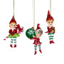 Christabelle 3 Elf Christmas Ornaments Assorted Novelty Figures 10.5cm Xmas Tree Decorations Hanging Baubles thumbnail 1