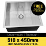 304 Stainless Steel Undermount Topmount Kitchen Laundry Sink - 510 x 450mm thumbnail 4