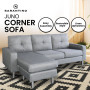 Linen Corner Sofa Couch Lounge Chaise with Metal Legs - Grey thumbnail 2