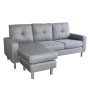 Linen Corner Sofa Couch Lounge Chaise with Metal Legs - Grey thumbnail 1