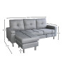 Linen Corner Sofa Couch Lounge Chaise with Metal Legs - Grey thumbnail 3