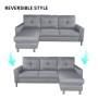 Linen Corner Sofa Couch Lounge Chaise with Metal Legs - Grey thumbnail 7