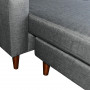 Linen Corner Sofa Couch Lounge Chaise with Wooden Legs - Grey thumbnail 2