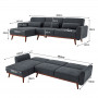 Sarantino Faux Velvet Sofa Bed Couch Lounge Chaise Cushions D.Grey thumbnail 12