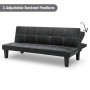 2 Seater Modular Faux Leather Fabric Sofa Bed Couch - Black thumbnail 6