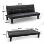 2 Seater Modular Faux Leather Fabric Sofa Bed Couch - Black thumbnail 8