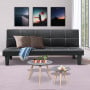 2 Seater Modular Faux Leather Fabric Sofa Bed Couch - Black thumbnail 9