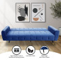 Ava Tufted Velvet Sofa Bed by Sarantino - Blue thumbnail 12