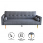 Madison 3 Seater Linen Sofa Bed Couch with Pillows - Dark Grey thumbnail 3
