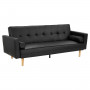 Madison 3 Seater PU Faux Leather Sofa Bed Couch with Pillows - Black thumbnail 1