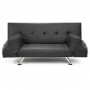 Brooklyn 3 Seater PU Leather Sofa Bed Lounge - Grey thumbnail 2