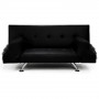 Brooklyn 3 Seater PU Leather Sofa Bed Lounge - Black thumbnail 3