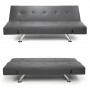 Brooklyn 3 Seater PU Leather Sofa Bed Lounge - Grey thumbnail 3
