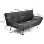 Brooklyn 3 Seater PU Leather Sofa Bed Lounge - Grey thumbnail 6