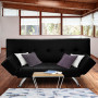 Brooklyn 3 Seater PU Leather Sofa Bed Lounge - Black thumbnail 1