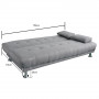 Manhattan 3 Seater Linen Sofa Bed Couch Lounge Futon - Light Grey thumbnail 4