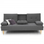 Rochester Linen Fabric Sofa Bed Lounge Couch Futon - Dark Grey thumbnail 2