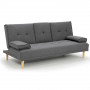 Rochester Linen Fabric Sofa Bed Lounge Couch Futon - Dark Grey thumbnail 3