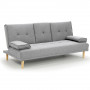 Rochester Linen Fabric Sofa Bed Lounge - Light Grey thumbnail 3