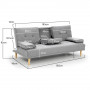 Rochester Linen Fabric Sofa Bed Lounge - Light Grey thumbnail 8