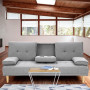 Rochester Linen Fabric Sofa Bed Lounge - Light Grey thumbnail 1