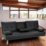 Rochester PU Leather Sofa Bed Lounge - Black thumbnail 1