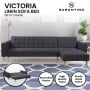 Linen Fabric Corner Sofa Bed Couch Lounge with Chaise - Dark Grey thumbnail 7