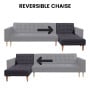 Linen Fabric Corner Sofa Bed Couch Lounge with Chaise - Dark Grey thumbnail 4