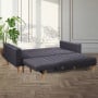 Linen Fabric Corner Sofa Bed Couch Lounge with Chaise - Dark Grey thumbnail 5