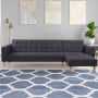 Linen Fabric Corner Sofa Bed Couch Lounge with Chaise - Dark Grey thumbnail 6
