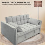 Sarantino Tufted 2-Seater Velvet Sofa Bed - Light Grey thumbnail 8