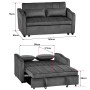 Sarantino Fenton Velvet 2-Seater Sofa Bed - Dark Grey thumbnail 3