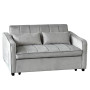 Sarantino Fenton Velvet 2-Seater Sofa Bed - Light Grey thumbnail 2